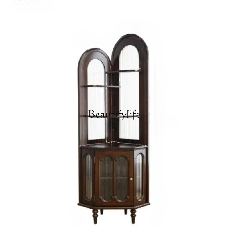 

13*French retro style wall corner cabinet American corner simple bookcase solid wood