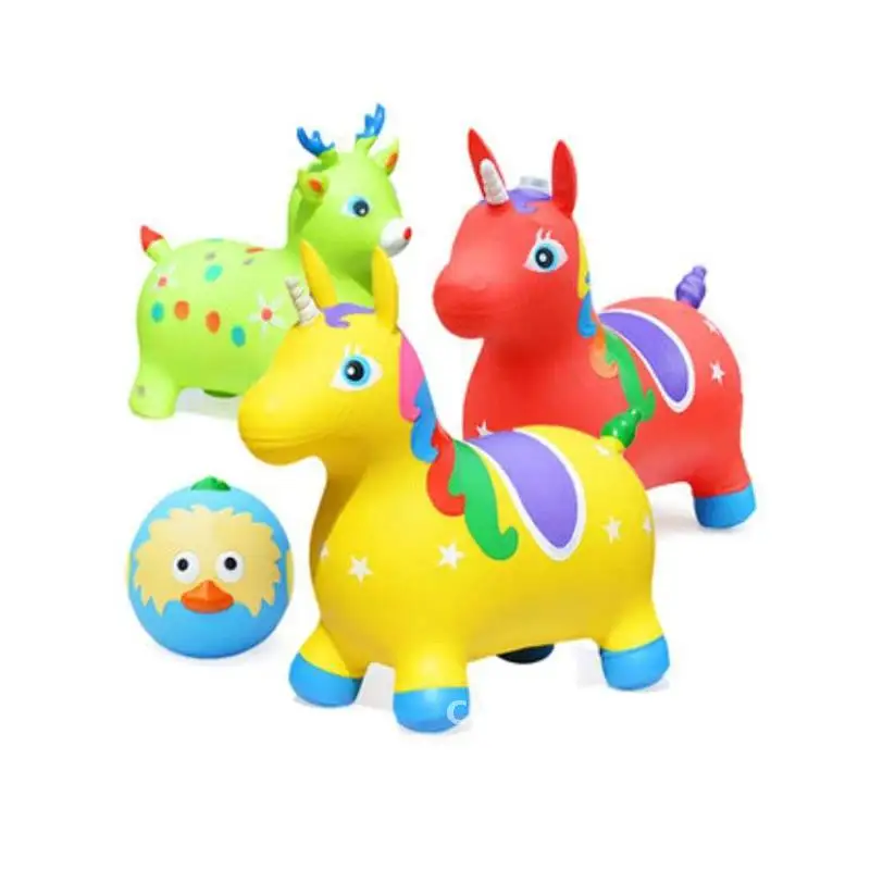 Creative Musical Rides Animal Bouncy Horse Toys Inflatable Bouncer Jumping Child Kids Inflatable Rubber Deer Boy Girl Gift