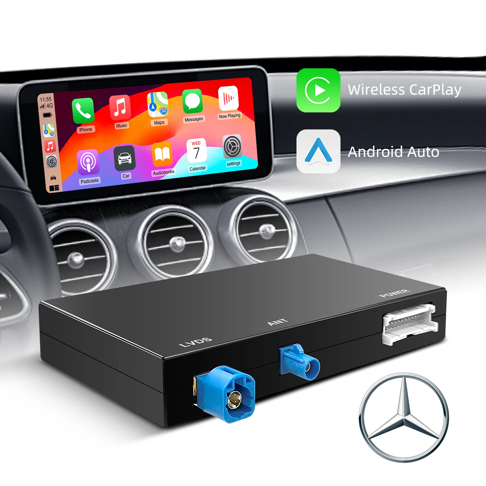 EZonetronics Wireless CarPlay Android Auto retrofit kit decoder box for Mercedes Benz W176 W246 W218 C117 W212 W216 X156 C253