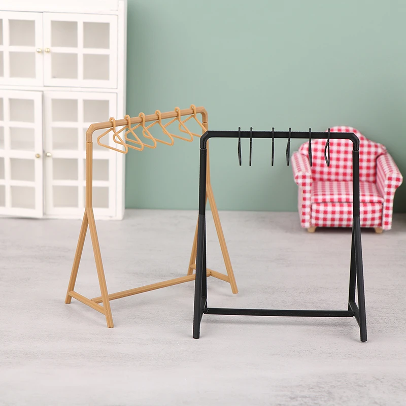 1/12 Dollhouse Clothes Rack Garment Organizer Hangers Set Dollhouse Mini Furniture Decoration Dolls House Accessories