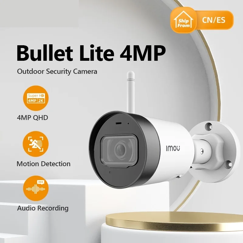 New Waterproof Bullet Lite 4MP Built-in Microphone Alarm Notification 30M Night Vision Video Surveillance Wifi IP Camera