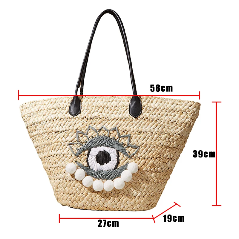 Summer Beach Bags For Women Tote Shoulder Woven Straw Braided Crochet Large Big Luxury Fashion Shopper Shopping Vintage Handbags