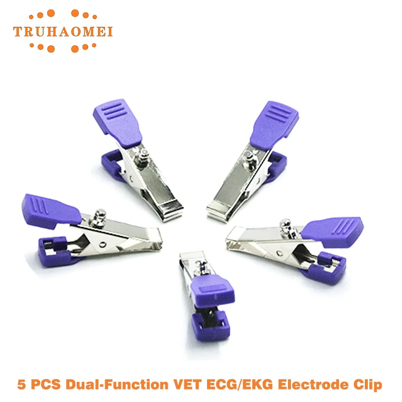 5 PCS Dual-Function Veterinary ECG Electrode Adapter VET Alligator PET EKG Clip For ECG Cable Snap 4.0 or Grabber Type