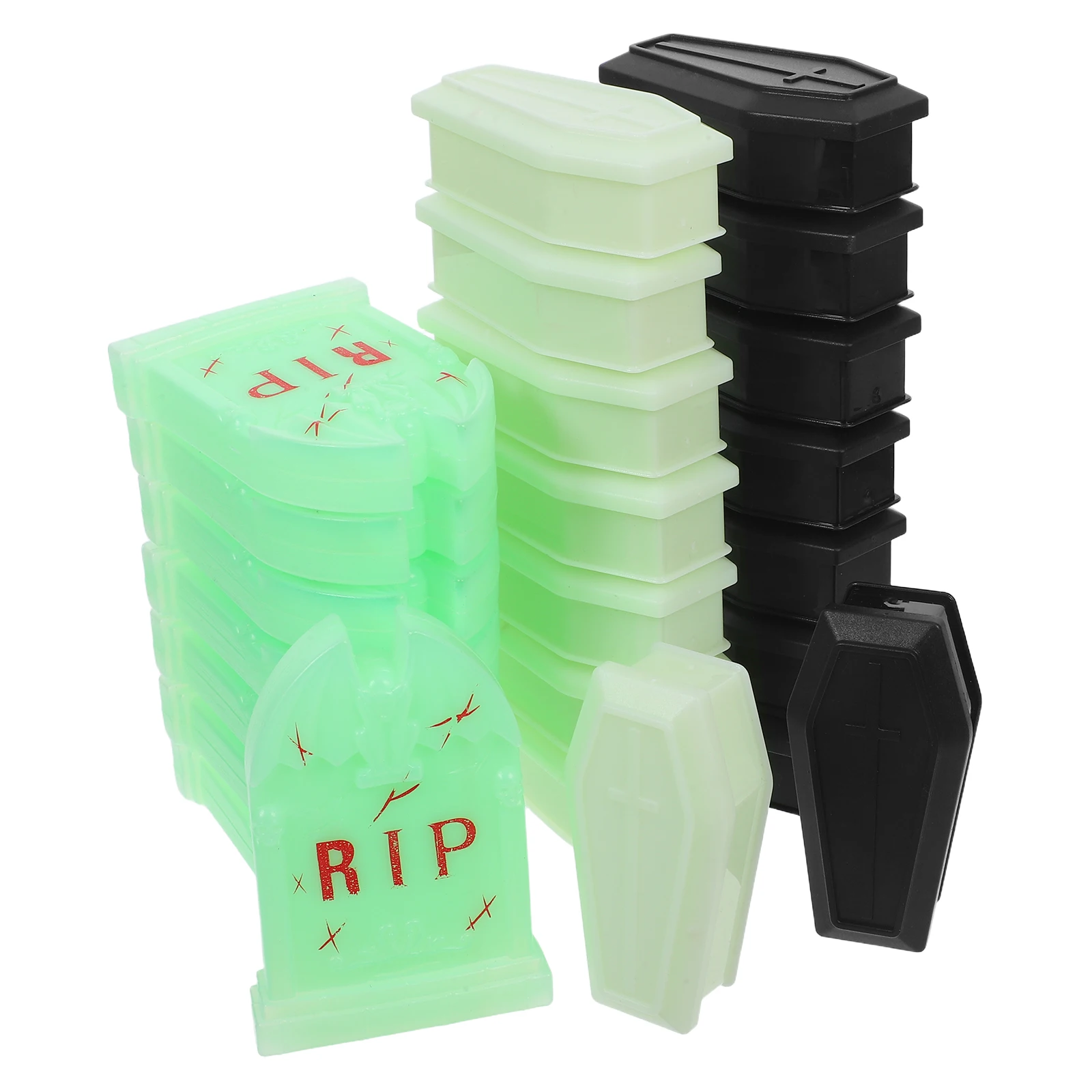 24 pezzi di bara di Halloween scatola decorativa terrario casa delle bambole in miniatura scherzo spettrale puntello accessori da giardino fatato plastica stregata