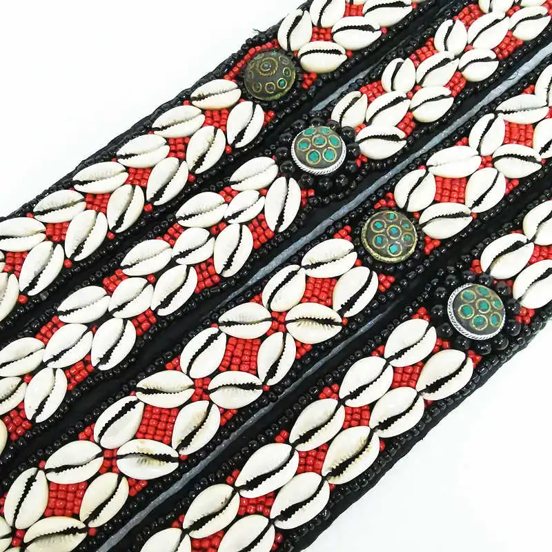 HDC0632 Tibetan Hand Sewed Shell Waistband Lady Decor Belt Multi Colors