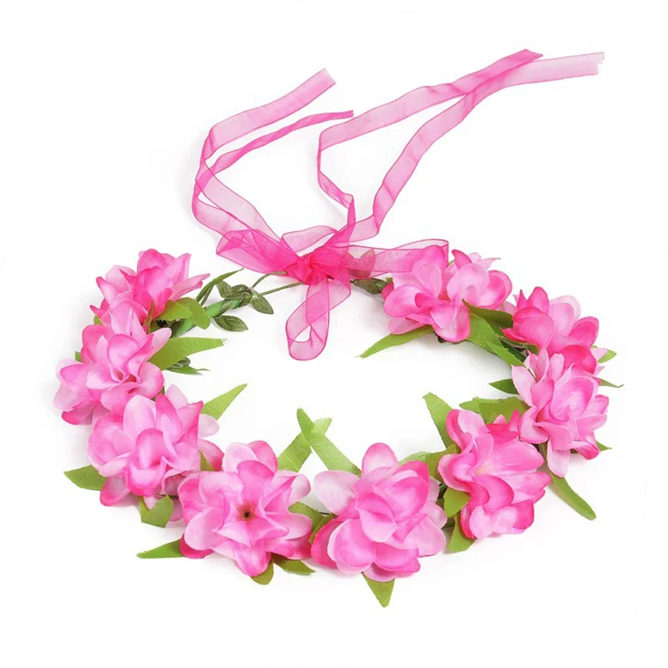 Guirxiété de fleurs pour filles Moana, couronne verte, accessoires pour cheveux, cerceau floral, vêtements de sauna, fournitures de fête de carnaval de mariage à la plage