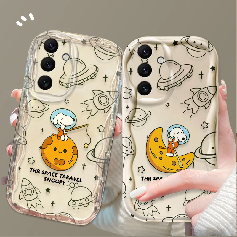 S-Snoopy Astronaut Phone Case For Samsung Galaxy A54 A34 A24 A14 A13 A53 A33 A73 A23 A52 A52S A32 A22 A12 A51 A71 Silicone Cover