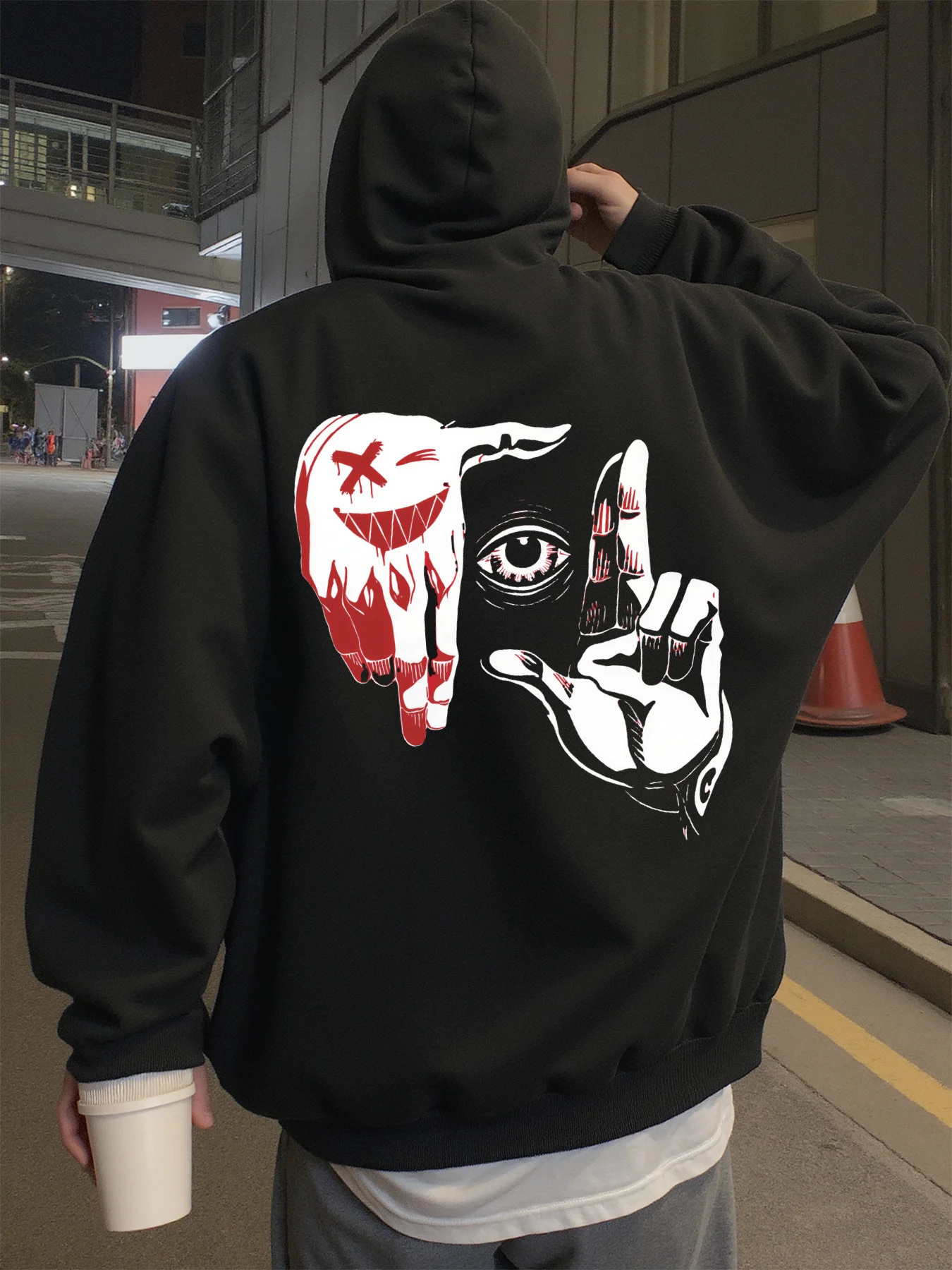 

Толстовка для мужчин, уличная одежда, толстовки с рисунком для рук, жестов и глаз, мужские толстовки с капюшоном на весну, осень и зиму