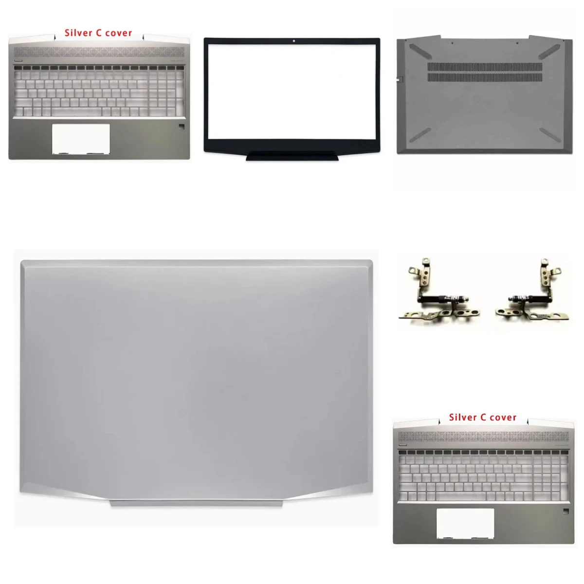 Shell TPN-C134 ZHAN 99 G1 ZBook 15v G5: Tampa superior do LCD, apoio para as mãos, base inferior, moldura da tela com dobradiça e teclado