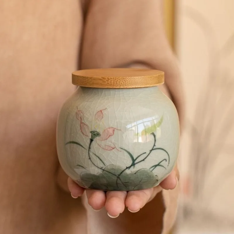 

Luxury Vintage Ceramic Storage Jars Tea Canisters Moisture-proof Candy Nuts Sealing Together Storage Containers Gift Home Decor