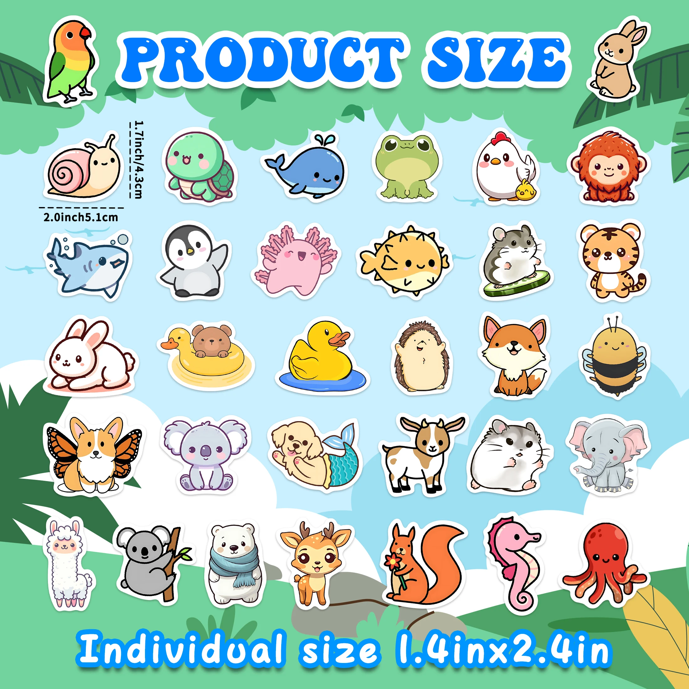 51 قطعة يتوهج في الظلام لطيف الحيوان نمط ملصقات ذاتية اللصق مقاوم للماء فيني الشارات الكمبيوتر سكيت الديكور للأطفال #2