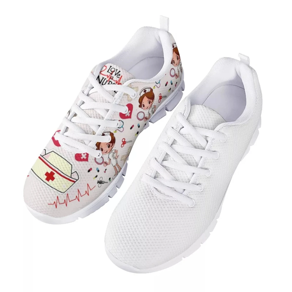 Custom Shoes White Style Breathable Net Shoes Women Casual Outdoor Customizable Flats Shoe Brand Sneakers Lightweight