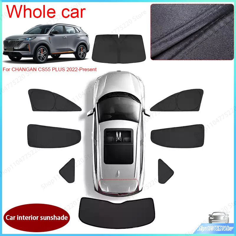 Car Black Windows Privacy Sunshade For CHANGAN CS55 PLUS 2022-Present Anti-UV Heat Insulation Protect Cover Interior Accessories