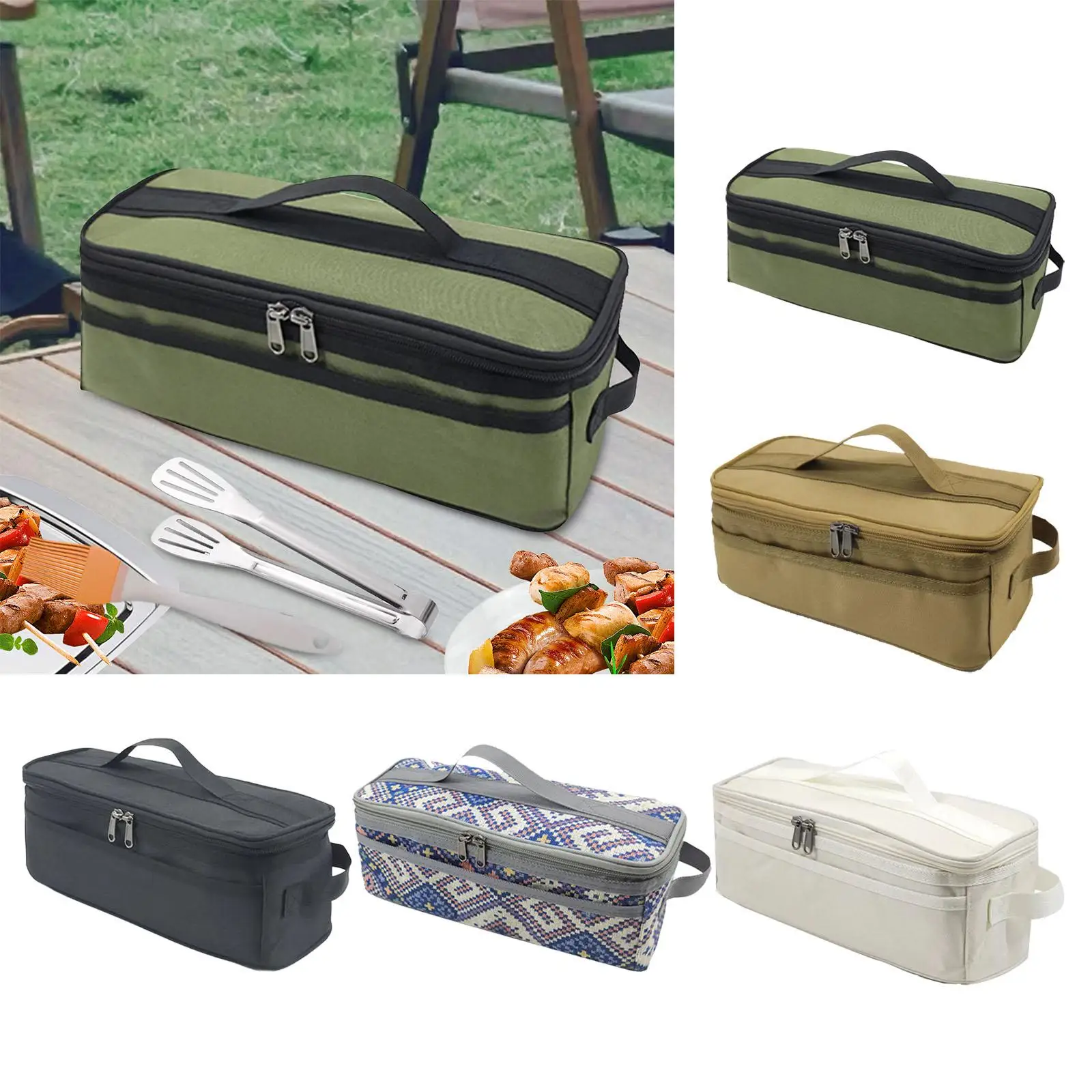 Camping Cooker Storage Bag Picnic Utensils Organizer Large Capacity Portable Tool Bag Grill Carrying Bag for Picnic Traveling