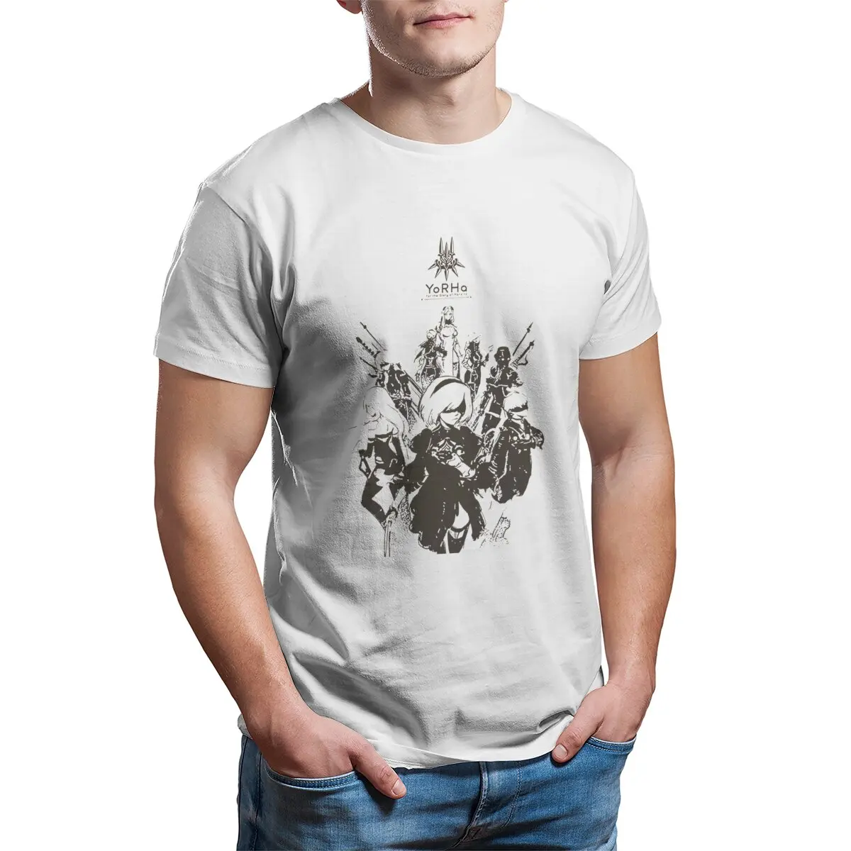 Glory to the Mankind YorHa No. 2 B - Nier Automata video game T-Shirts for Men 100% Cotton Tee Plus Size printed Clothes