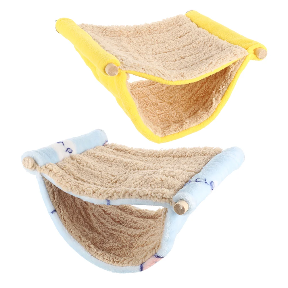 2 Pcs Double Layer Plush Hammock Cage Accessories for Parakeets Hamster Warm Bird Nest Hanging Parrot House Small Pet Bed Rest