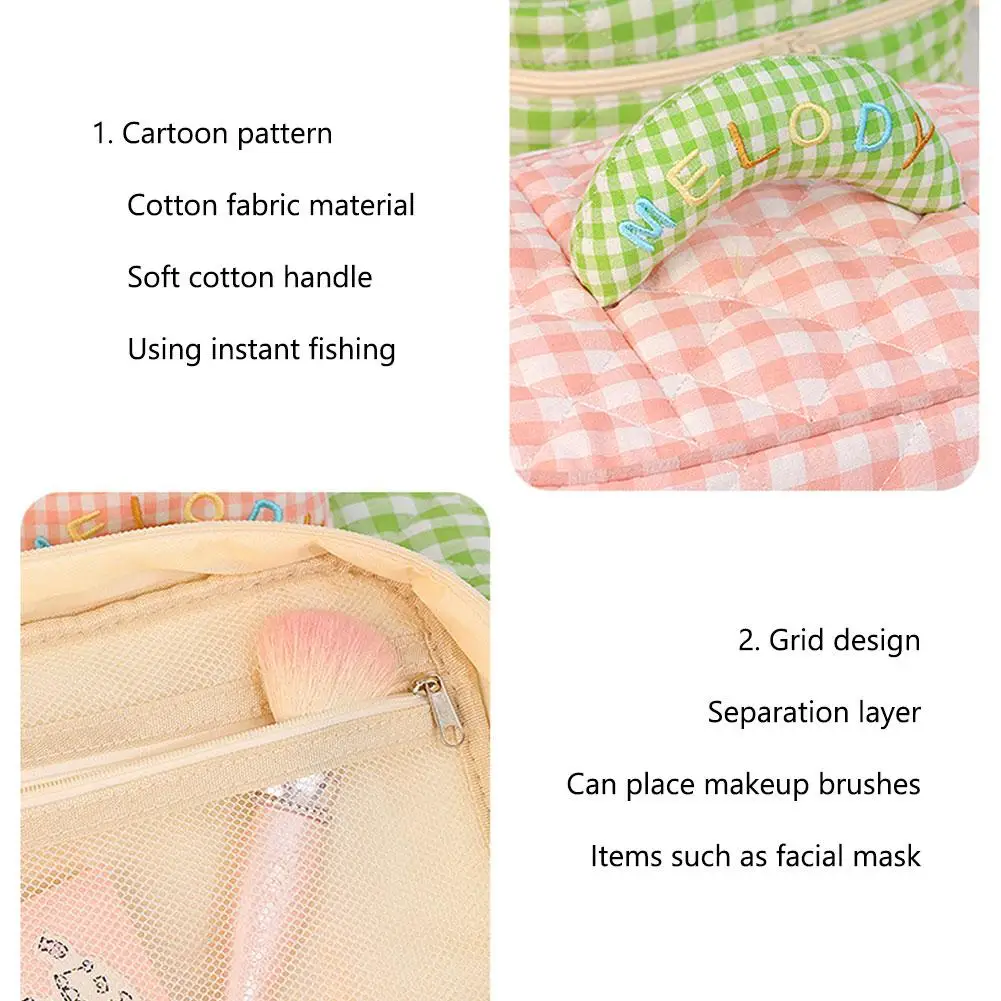 New Cute Lattice Cosmetic Bag Large Capacity High-Looking Waterproof Bags Makeup Organizer Tool Storage Practical Portable M3Q8