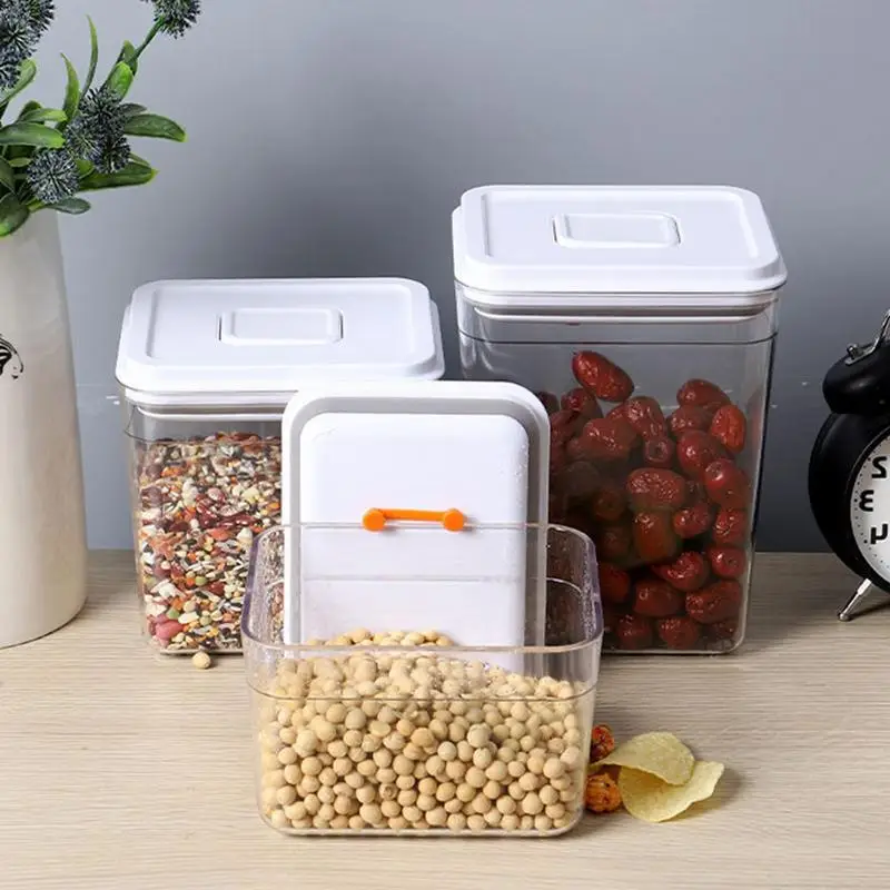 Square Food Storage Containers With Lids Lightweight Cereal Preservation Storage Box Multifunctional Airtight Food orgnaizers