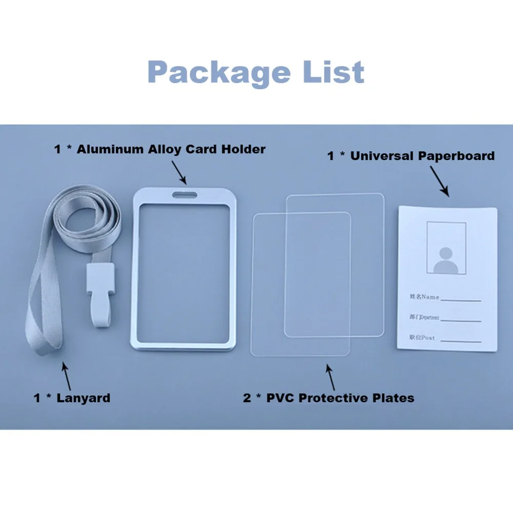 Easy-to-assemble Aluminum Alloy ID Card Holder Slim Metal Lanyard Card Holder Rigid Lanyard-attached Metal ID Holder Office
