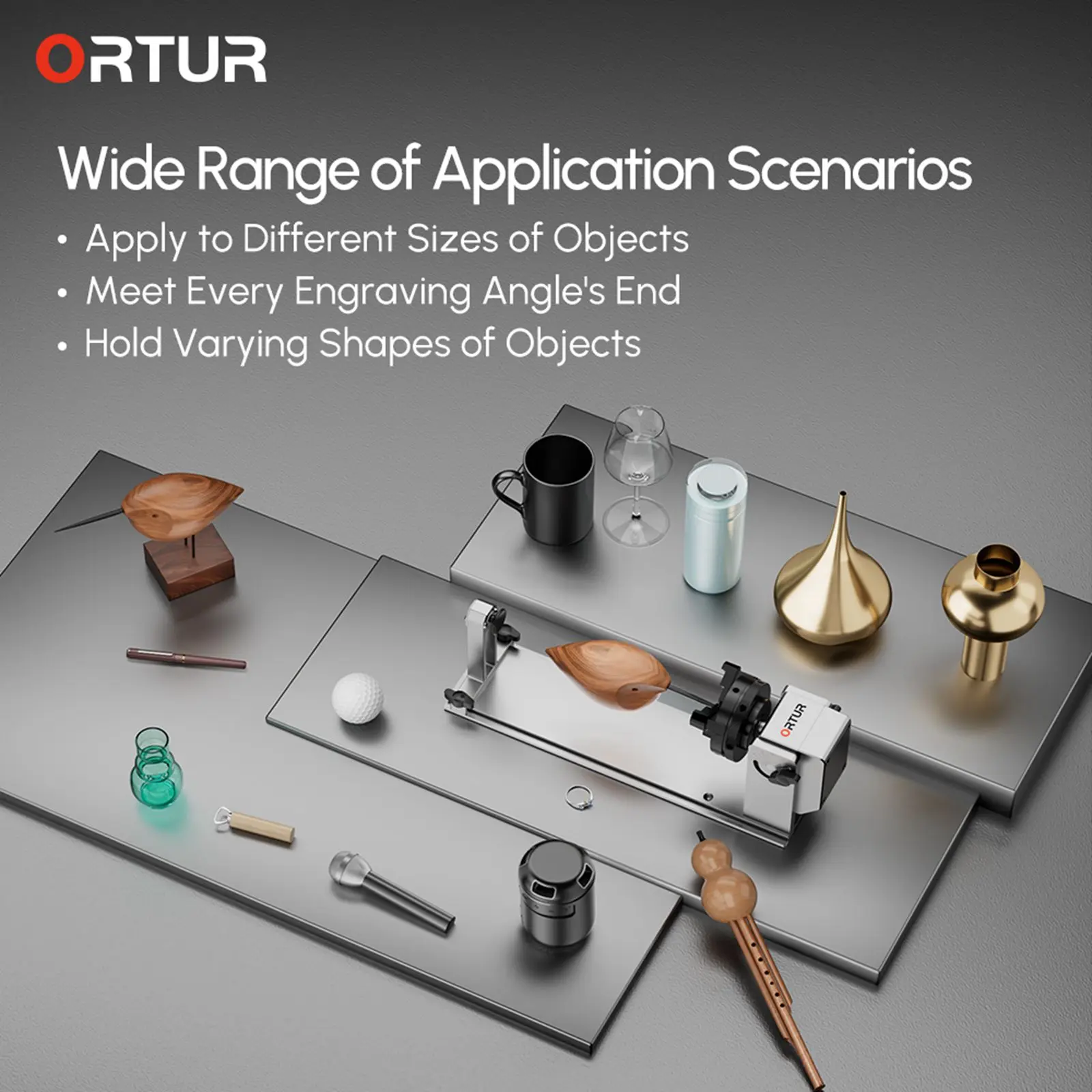 ORTUR (YRC1.0) Rotary Roller With Chuck 360 Rotating 180 Horizontal Flip Angle Base For99 Percent Laser Engraver Bottle Machines