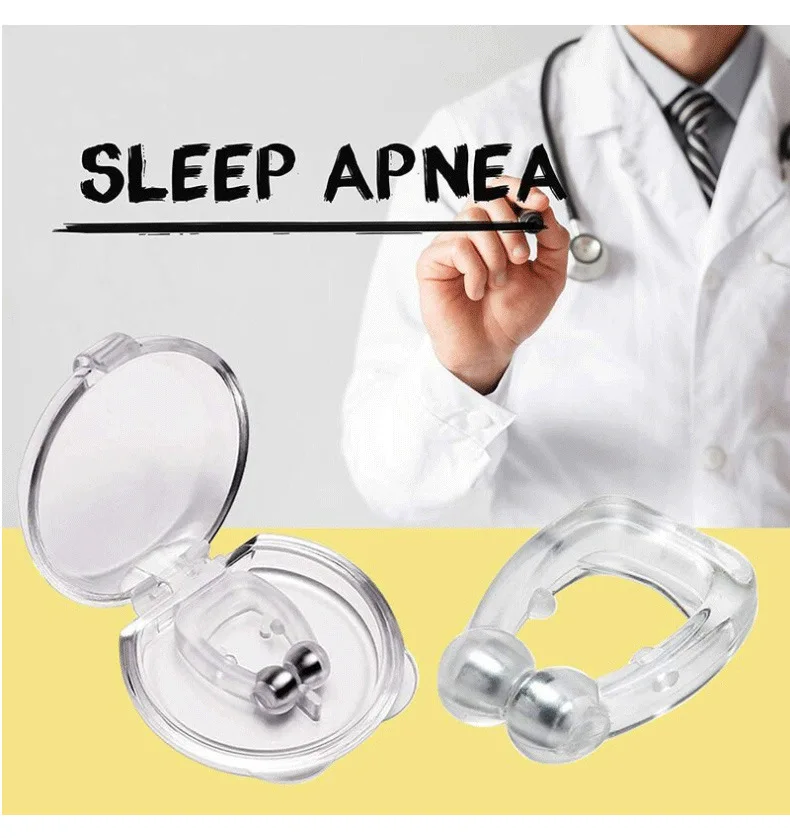 Anti Snore หยุดการนอนกรนคลิปจมูกซิลิโคน Magnetic Sleep ถาด Sleeping Aid Apnea Guard Night อุปกรณ์กรณี Snoring Solution