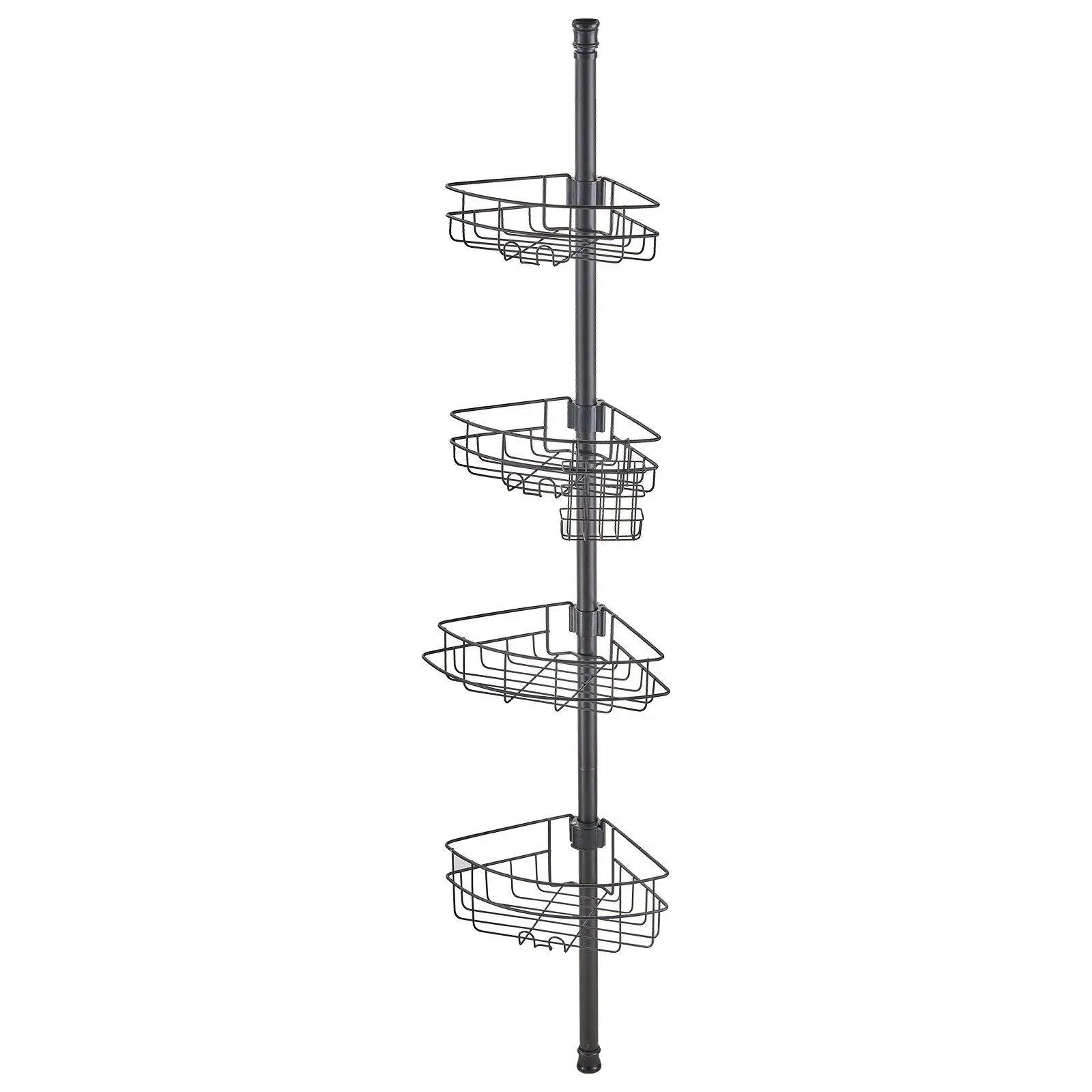 

Shower Storage Caddy with Tension Pole Adjustable 56" to 114", Large Capacity 4 Tray Organizer, Steel Build, Wet Area Safe