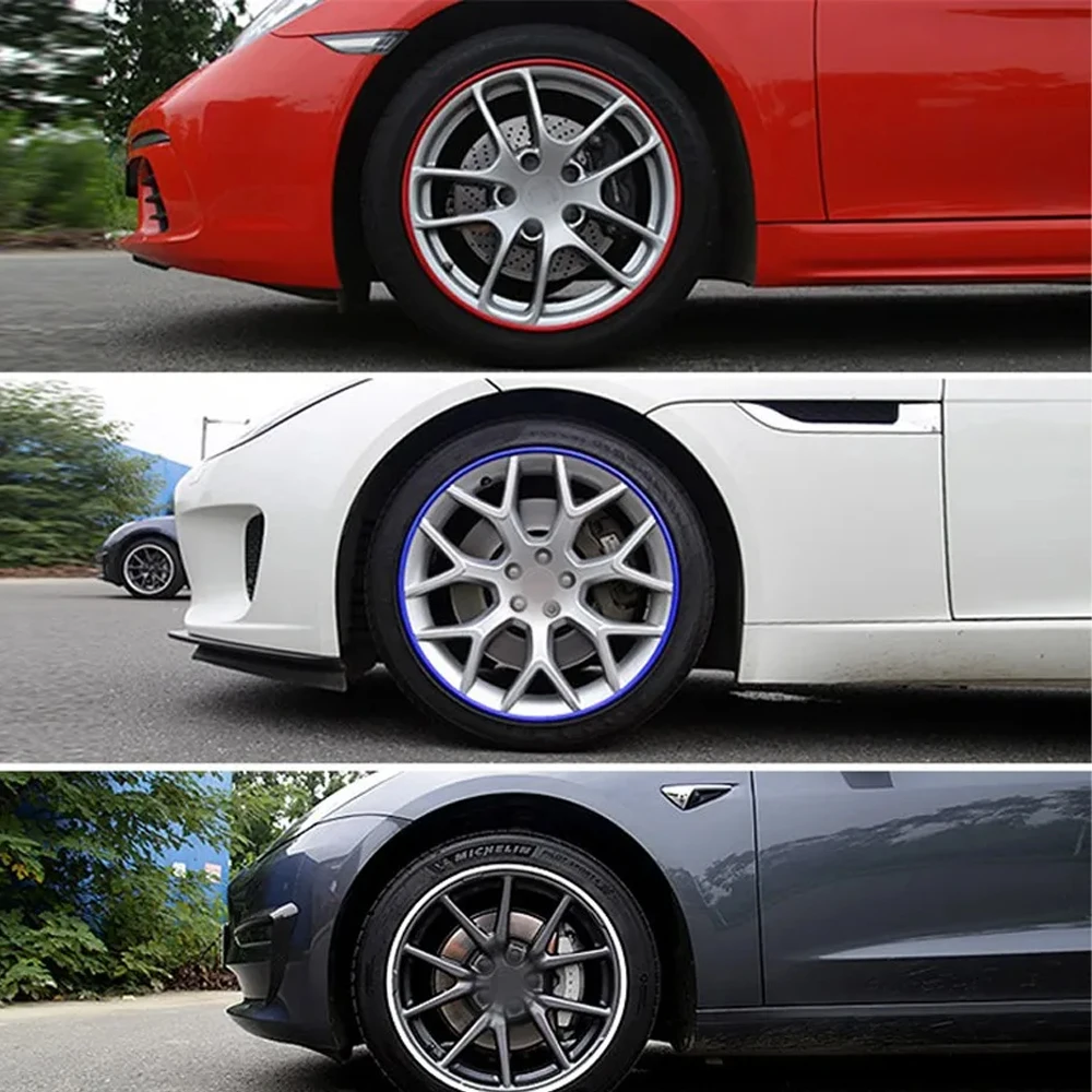 For Tesla Model 3 /Y 2017-2023 Ring Tire Guard Strip For Bmw VW Mercedes Car 4pcs Vehicle Wheel Rims Edge Protector