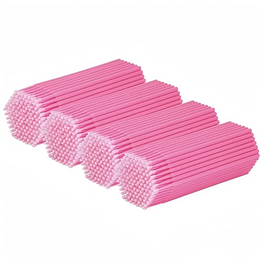 400PCS 2mm Disposable Micro Cotton Swabs for Lash Extensions, Pink | Precise 2.0mm Lint-Free Tips, Doubles as Lash Applicator, For Nail Art & Makeup Touch-Ups, Soft Gentle Hygienic Single-Use