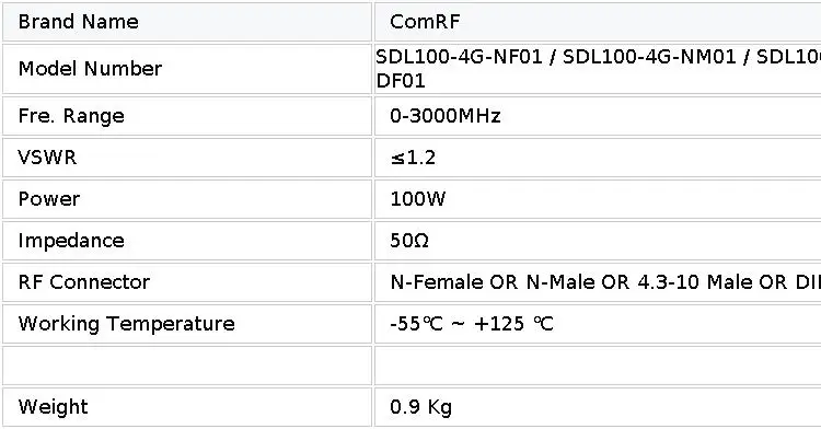 ComRF 100W RF Dummy Load DC-3GHz Type N or 7/16 DIN or 4.3-10...  Terminal Load for Wireless Communication Test Equipment