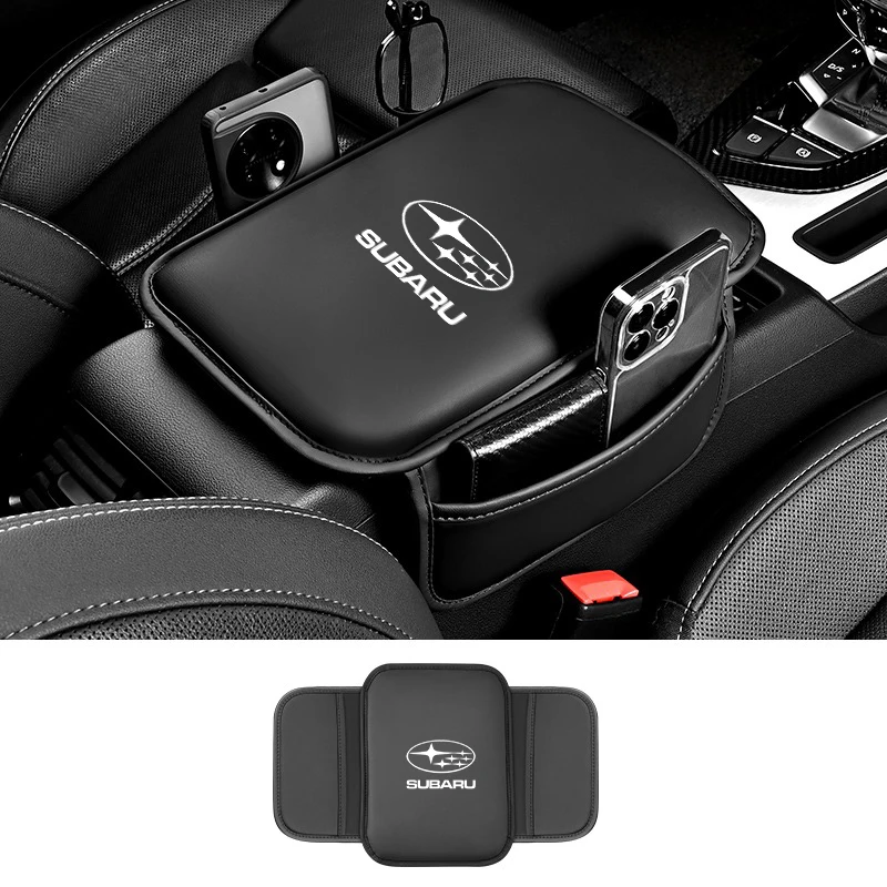 Leather Car Armrest Box Pad Organizer Box Mats For Subaru Forester XV Legacy STI Impreza Levorg BRZ Crosstrek Ascent Accessories