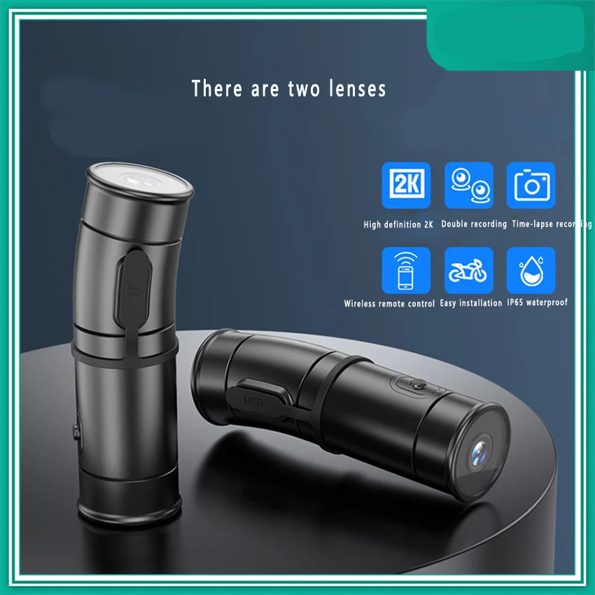 

2K HD Dual Lens Motorcycle Mountain Bike Waterproof Recorder Helmet Bike Riding Action Camera DVR Dash Cam Vlog Video Recorder