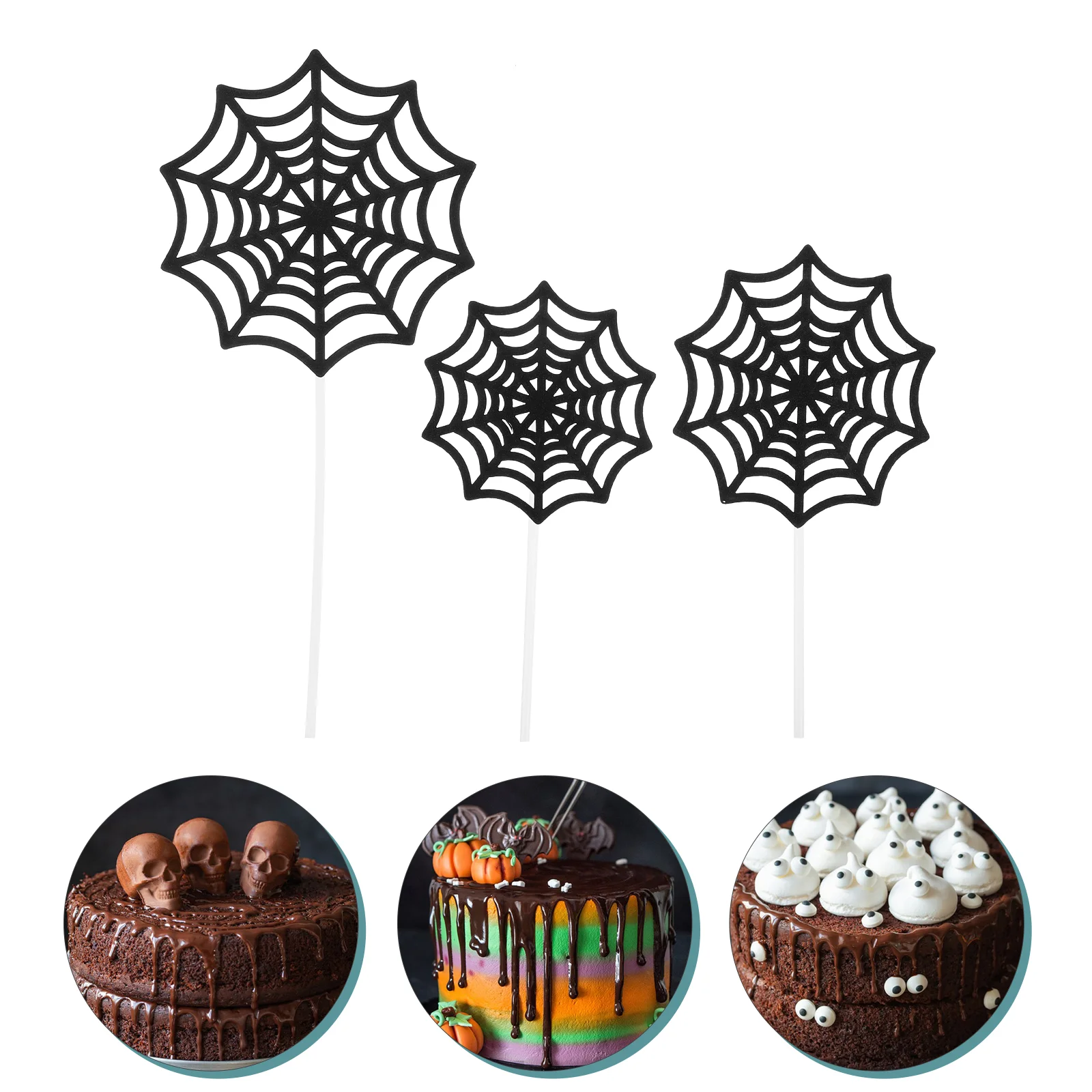 12 Pcs Black Spider Web Cake Picks Crab Cake Topper Spider Web Cupcake Decorations Paper Toppers Party Decorations