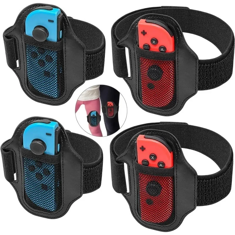 4pcs Leg Straps for Joy Cons Switch OLED Model Rings for Adventure Bundle Leg Straps, Adjustable Adult Elastic Exercise Bands