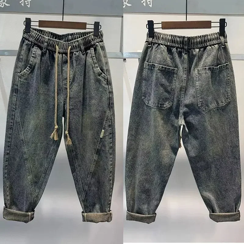 

Весенне-осенние мужские джинсы-джоггеры, уличная одежда, синие повседневные джинсовые брюки-карго, эластичные хлопковые зауженные джинсы, мешковатые брюки, мужская одежда