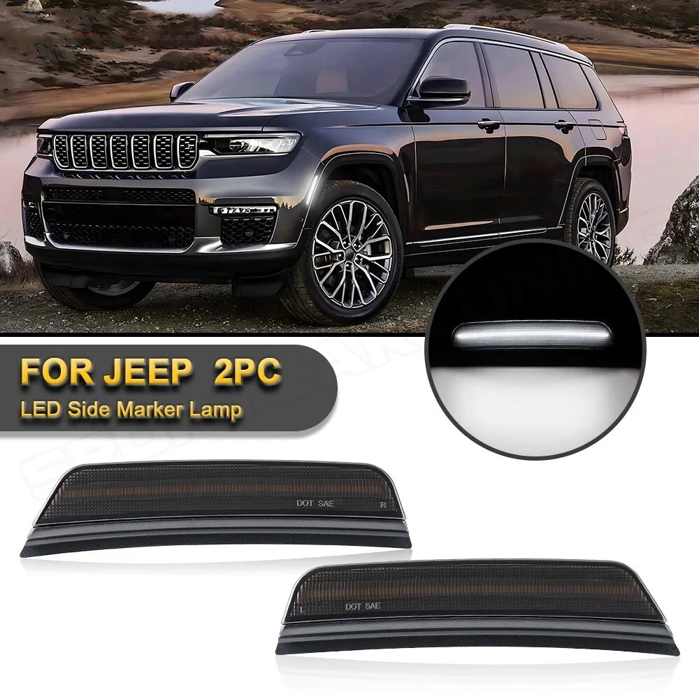

1Pair Quality Car Utility Smoked Amber Front LED Side Marker Lights Left Right For 2021 2022 2023-2024 Jeep Grand Cherokee