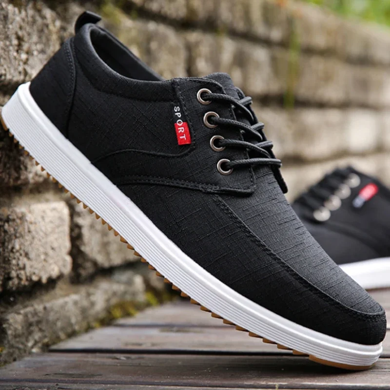 

Men's Canvas Shoes Breathable Round Head Lace Up Sneakers Casual Work Comfortable Trainers Zapatillas De Deporte Botines Hombres