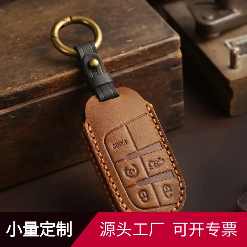 for Jeep Wrangler Liberty Commander Compass Grand Cherokee Leather Key Case Handmade Protective Key Bag Cover Holder