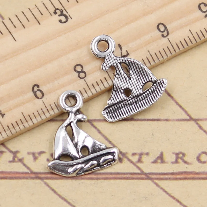 50pcs Charms Ship Boat 18x15mm Tibetan Silver Color Jewelry Antique Pendants DIY Craft Handmade Making