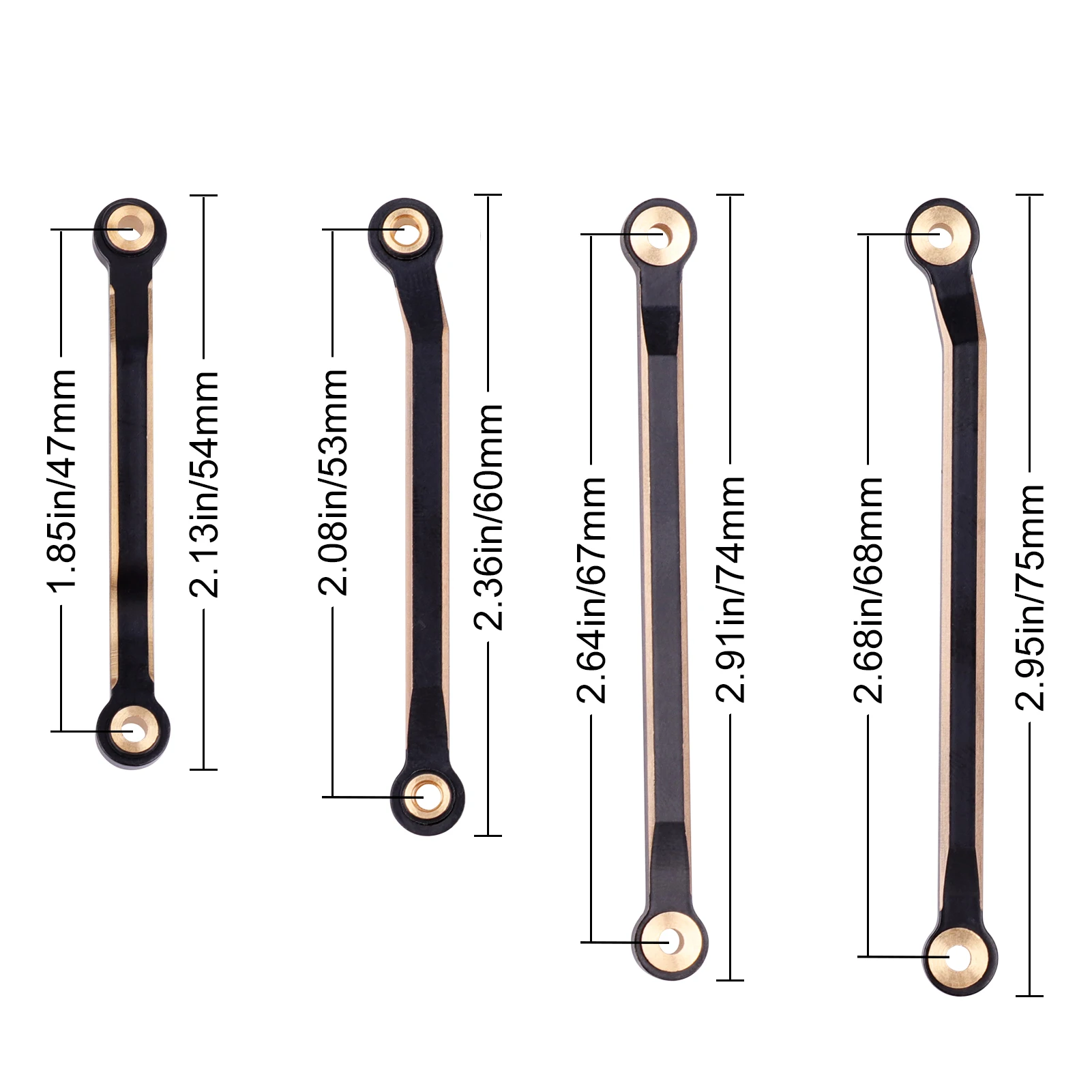 HobbyPark Brass High Clearance Links Set Chassis Linkage Upgrade for 1/18 TRX4M Bronco Defender Crawler Black Gold