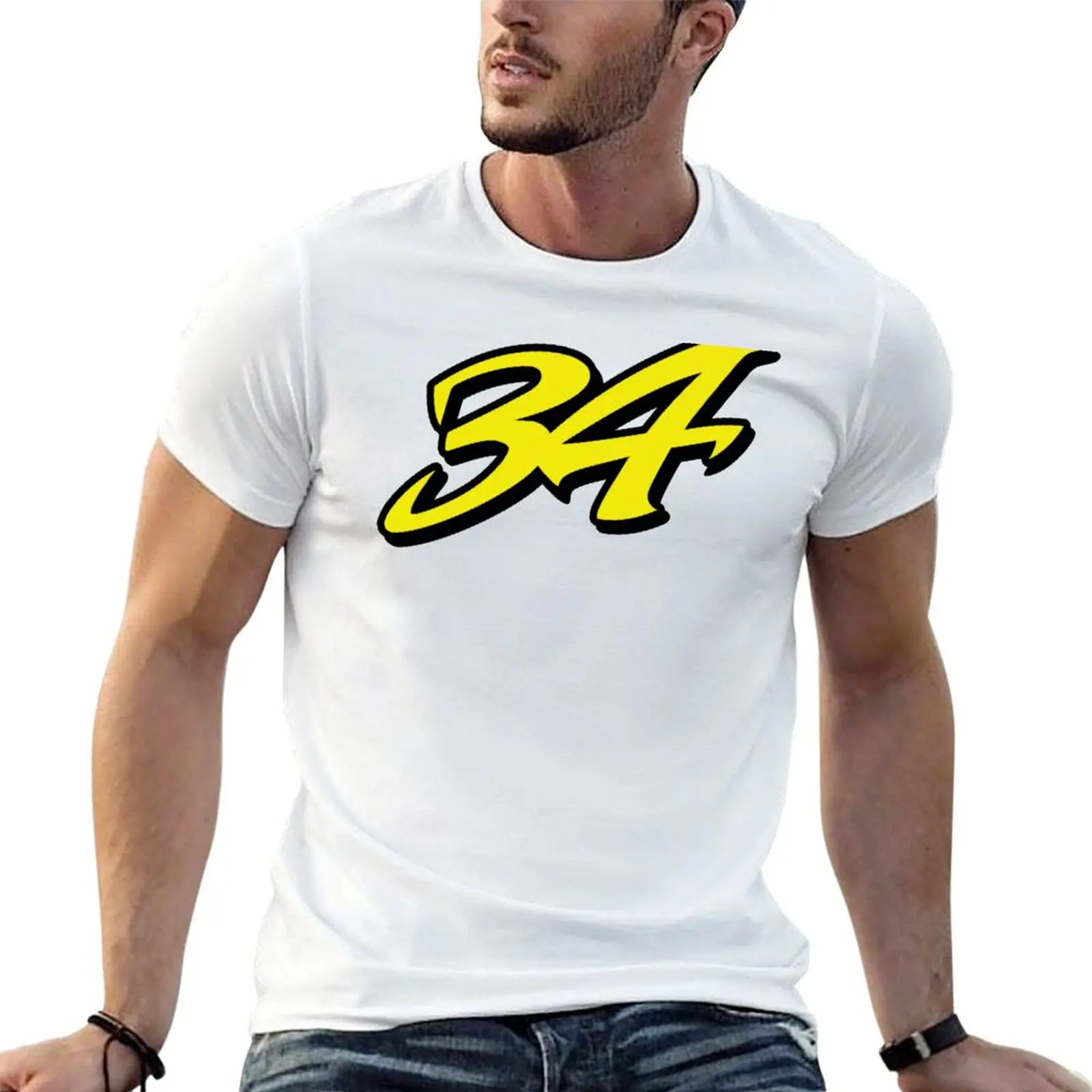 Kevin Schwantz Number 34 Yellow T-Shirt cute tops animal prinfor boys plus size men clothing