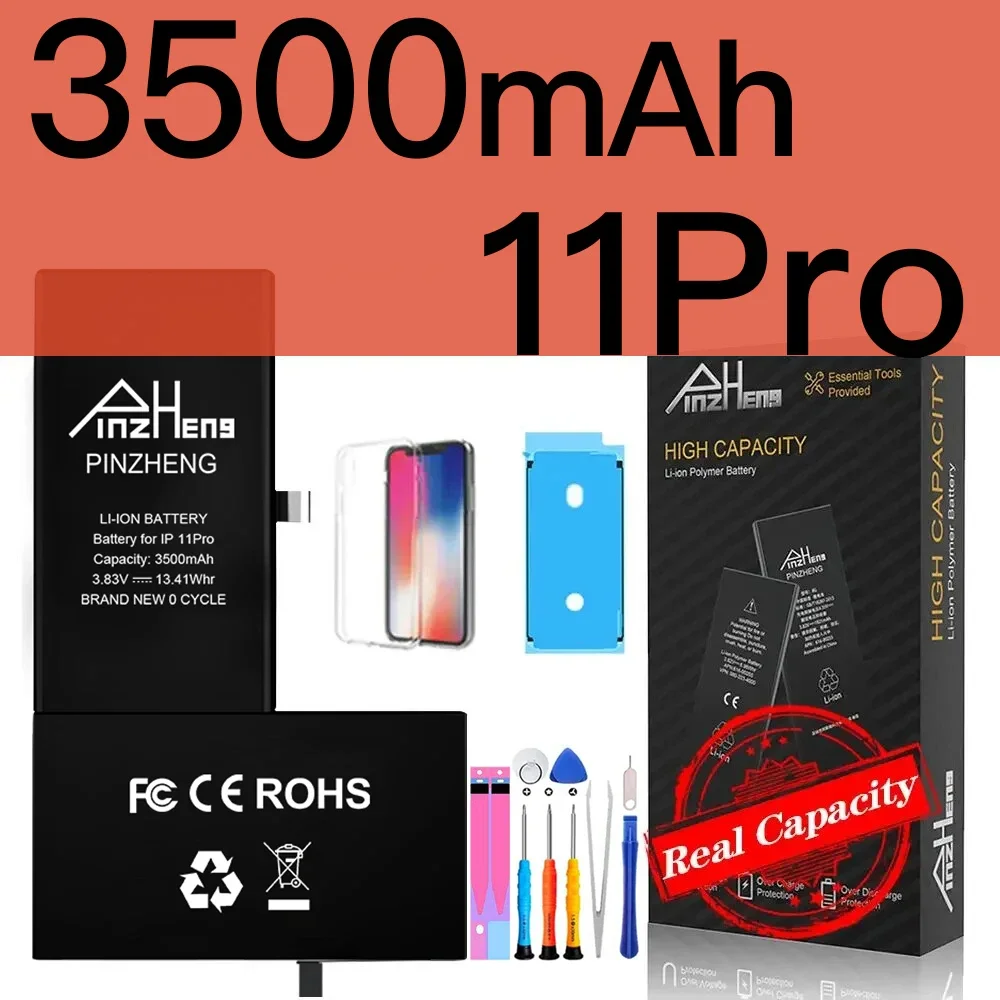 PINZHENG Echte batterij met hoge capaciteit voor iPhone X XR XS Max 12 13 Mini Pro Max 11 Pro Max Vervanging Bateria Garantie Eén jaar