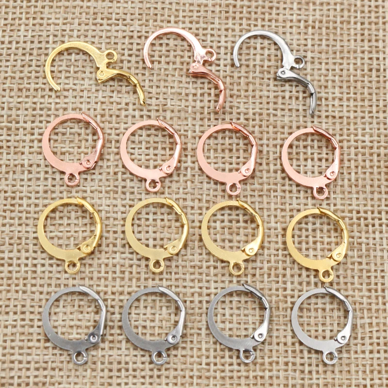 

(Никогда не выцветает) 14x12 мм 30 шт./лот 316L Нержавеющая сталь Золото высокое качество серьги крючки настройки провода базовые настройки оптовая продажа