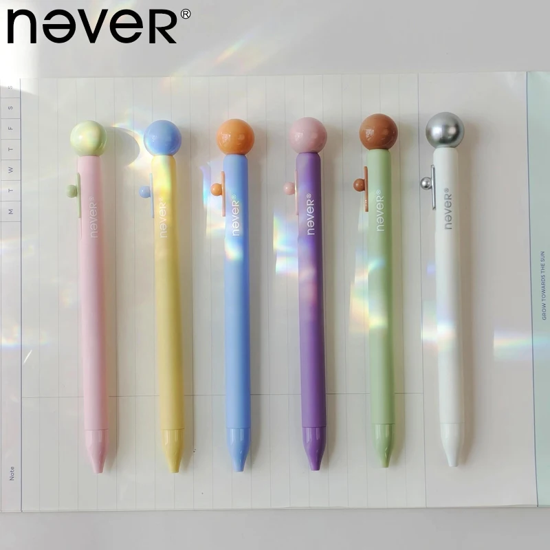 Never Planet Aesthetic Gel Pens,Non-Smudging Black Ink,Ergonomic Side Button Pen,Ideal for Journaling,Note-Taking&Homework,Exams