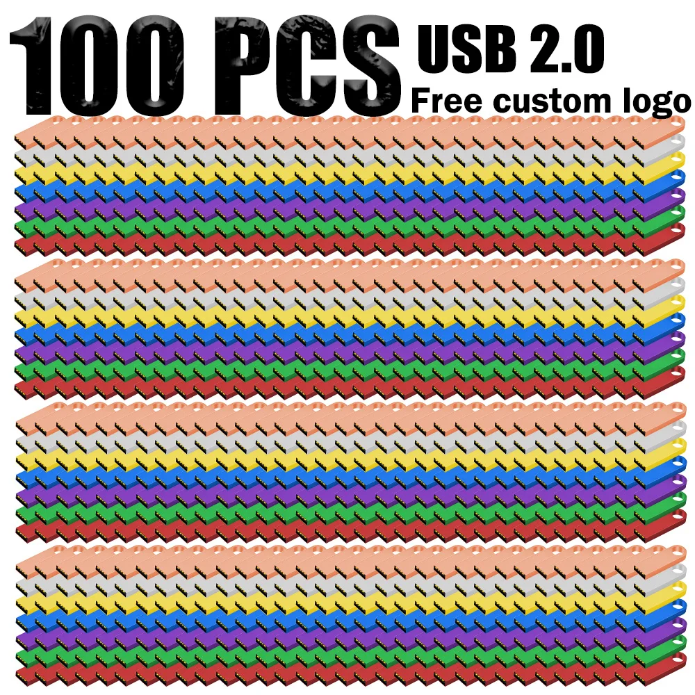 

100pcs/lot Free Custom Logo USB 2.0 Flash Drive High-Speed USB 2.0 Waterproof Metal Mini USB Stick 2GB 4GB 8GB 16GB 32GB 64GB