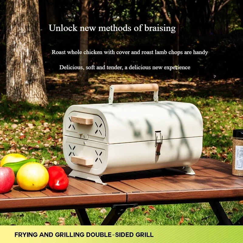 

Портативный бездымный настольный гриль - сковорода для гриля и жарки 2-в-1 для использования в помещении и на открытом воздухе, компактный подарочный набор для кемпинга с легко чистится