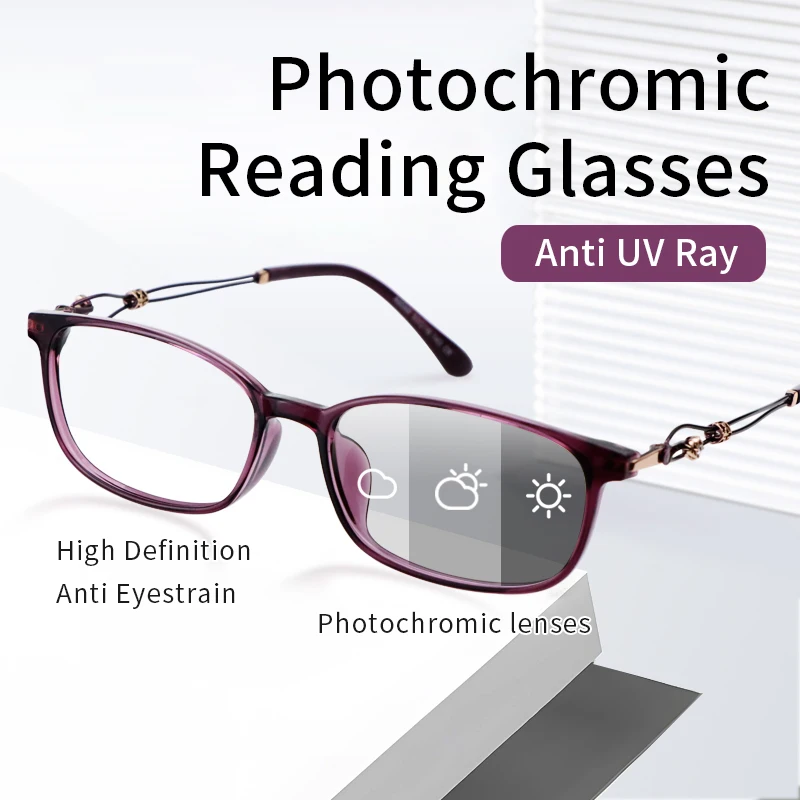 

Photochromic Reading Glasses Tinted Presbyopia Eyeglasses Women Diopters:0.5+0.75+1+1.25+1.5+1.75+2+2.25+2.5+2.75+3+3.5+4.0