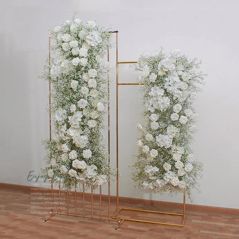 Luxury Baby Breath Gypsophila Rose Flower Row Floral Arrangement Wedding Backdrop Decor Artificial Flowers Event Decoration