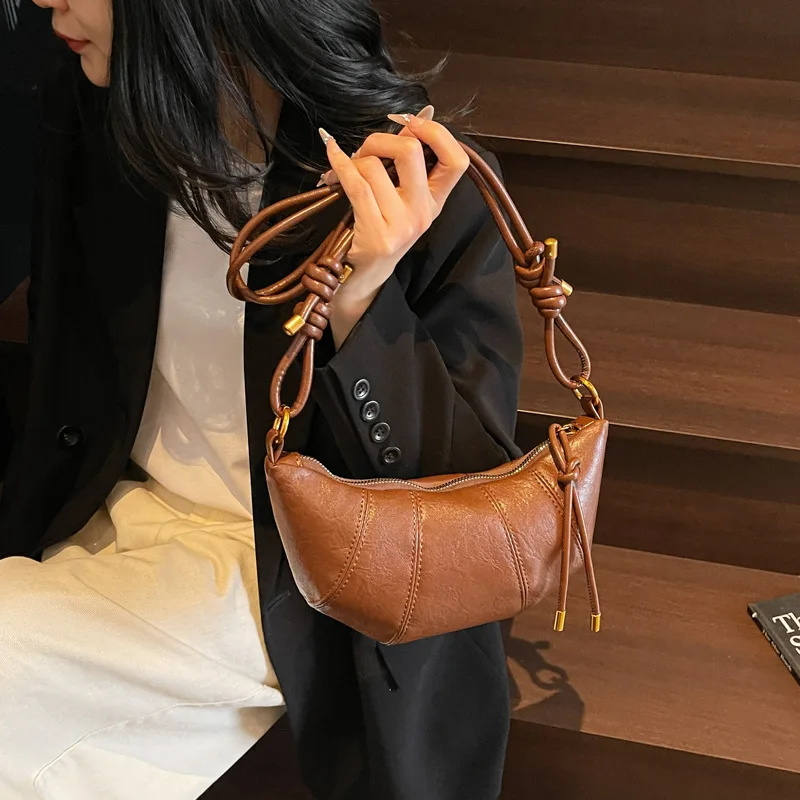 Bolso cruzado con bola de masa 2025, tendencia Retro, bolso de mano Vintage para mujer, bolsos de hombro para axila, bolso pequeño con croissant para mujer