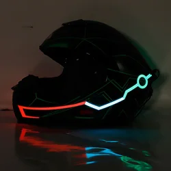 1 takım LED motosiklet kask lambası kendinden yapışkanlı yansıtıcı işık Sticker şerit modifiye su geçirmez motosiklet aksesuarları