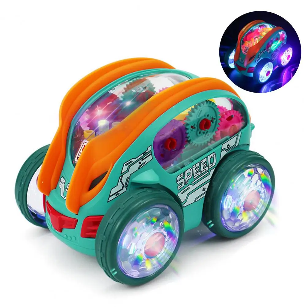 Auto trasparente elettrica rotante per acrobazie, auto giocattolo, musica e luce, illuminazione a LED, giocattolo per bambini, ragazzi e ragazze, regali di compleanno